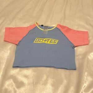 Bo+Tee cotton candy crop tee - light blue/pink, XS